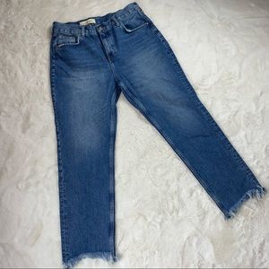 Pilcro and the Letterpress 32x27 Raw Frayed Hem Mom Jeans